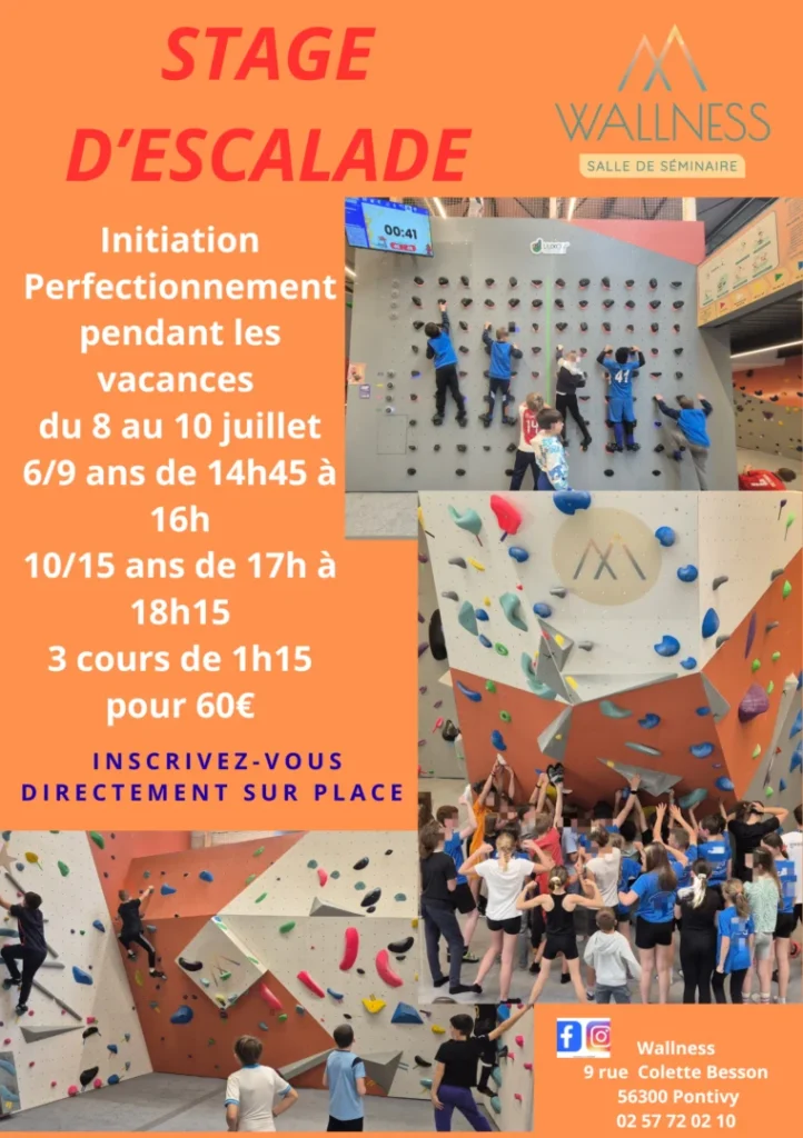 Visuel stage ete 2026 Wallness Pontivy